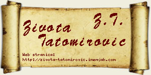 Života Tatomirović vizit kartica